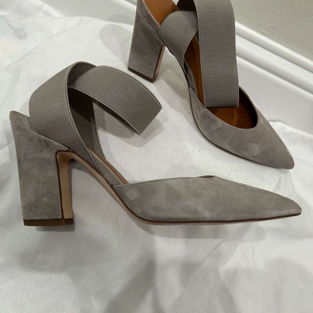Women’s Franco Sarto Gray Suede Ankle Strap Heels, Size 8